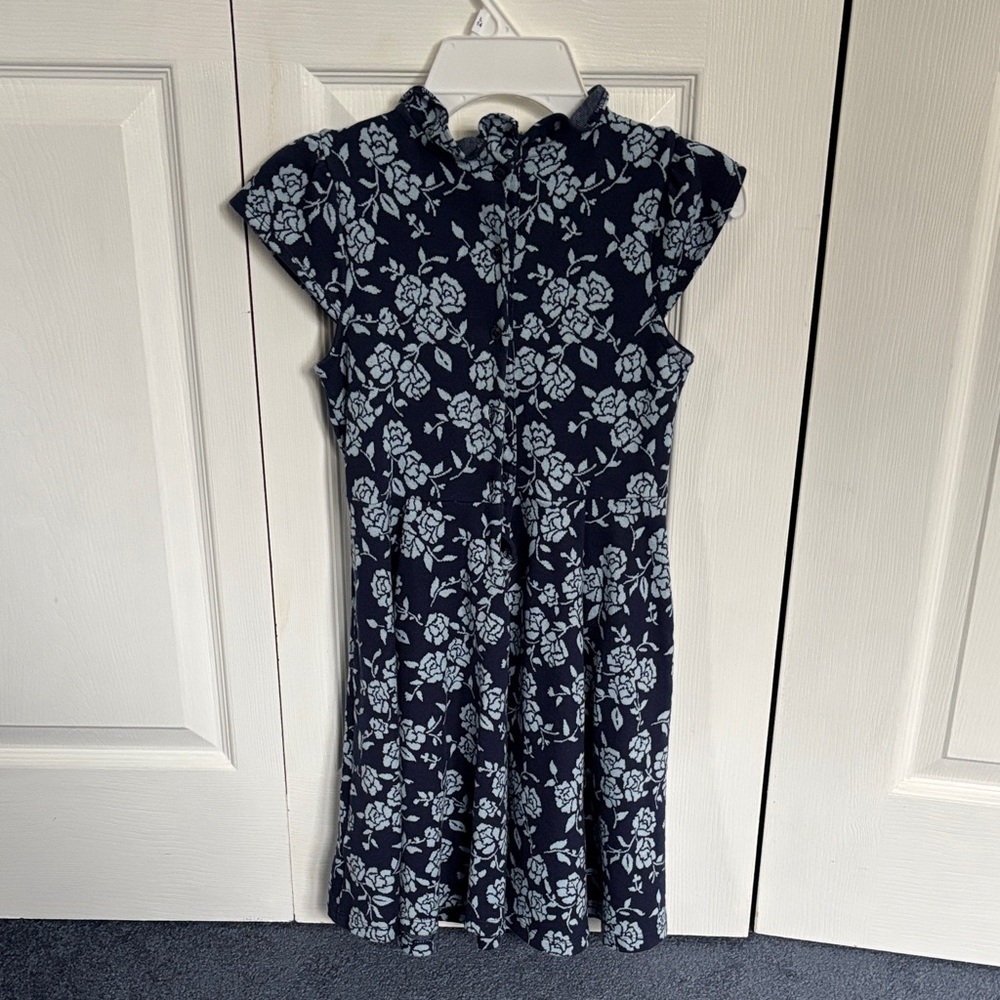 Janie and Jack Navy and White Floral Kids Dress - Picture 3 of 3